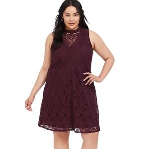 NWT Torrid Burgundy Purple Lace Trapeze Dress
